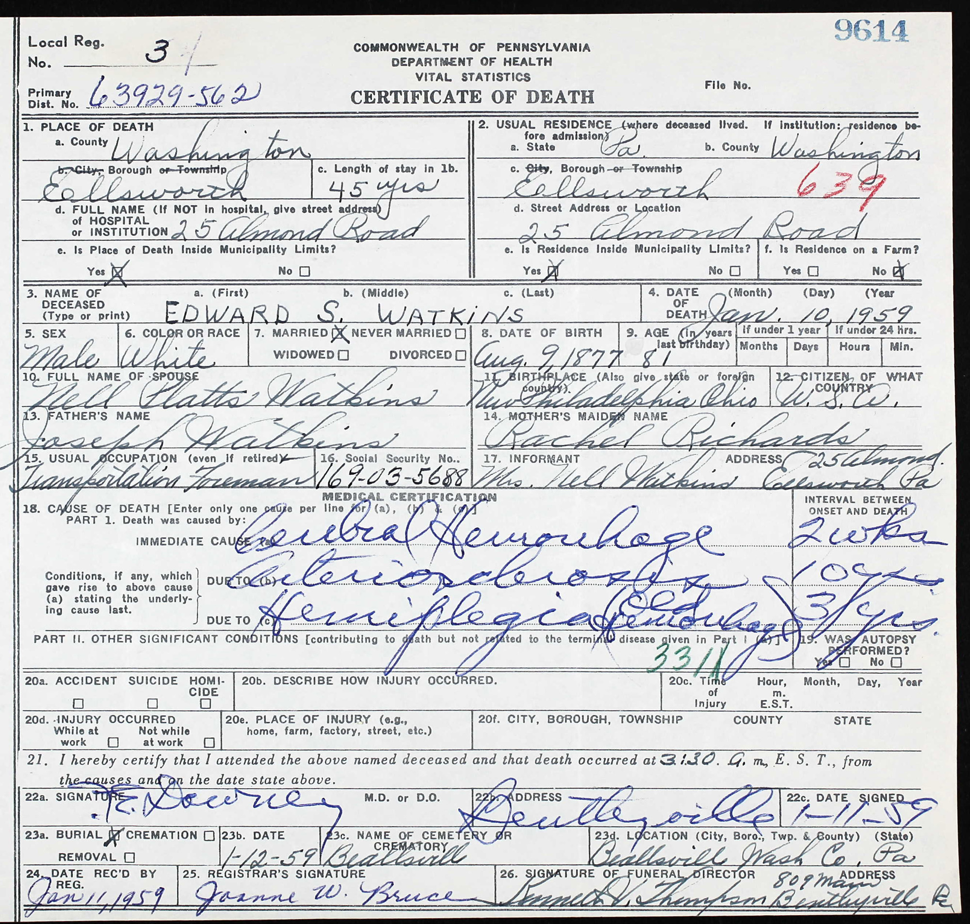 death certificate